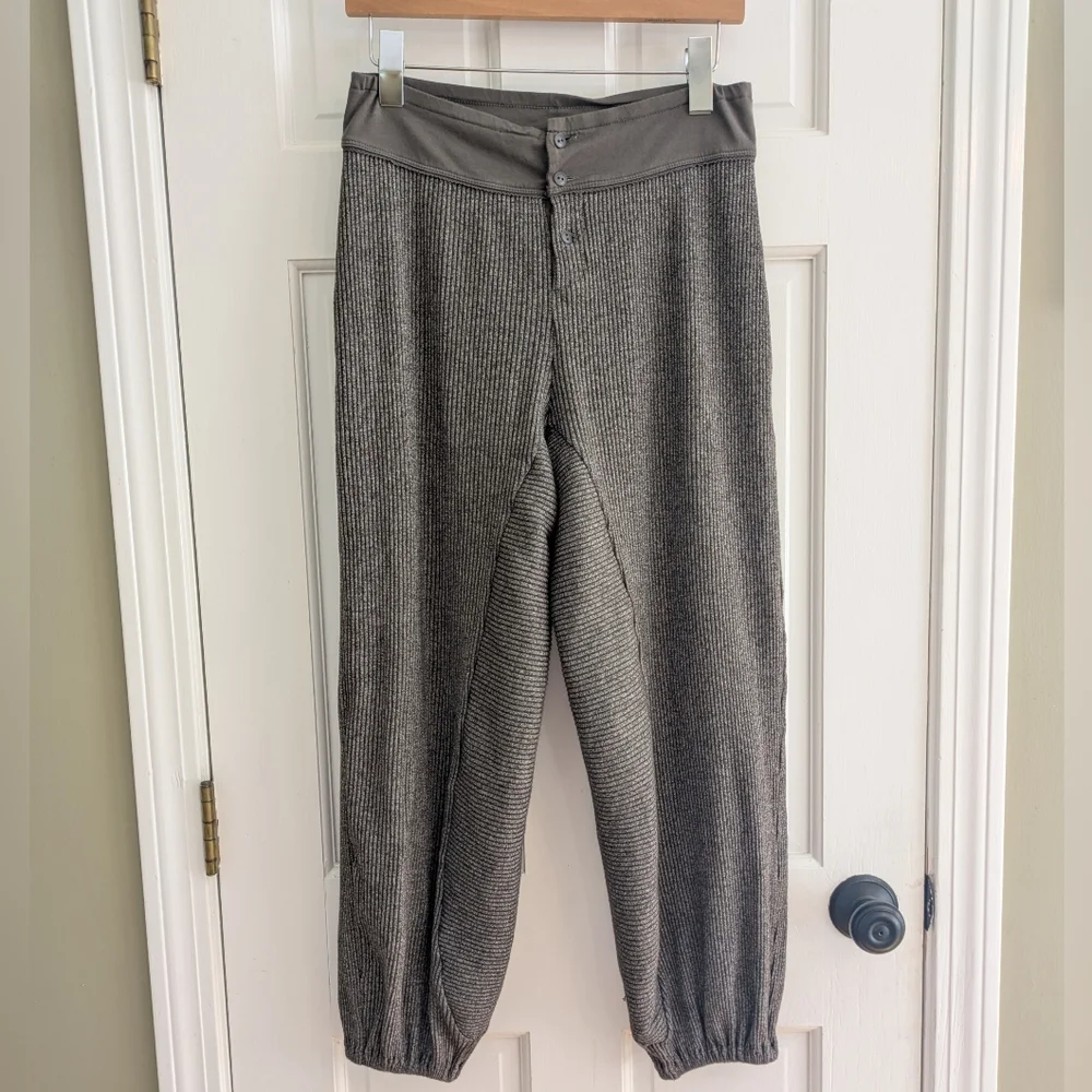 Free People Charcoal Ribbed Jogger Wide Leg Long John Lounge Pants Size XS - Picture 1 of 4